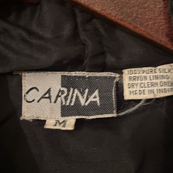 Vtg CARINA Open Front 100% Silk Sz M Crop Sequins Jacket - Picture 5 of 6